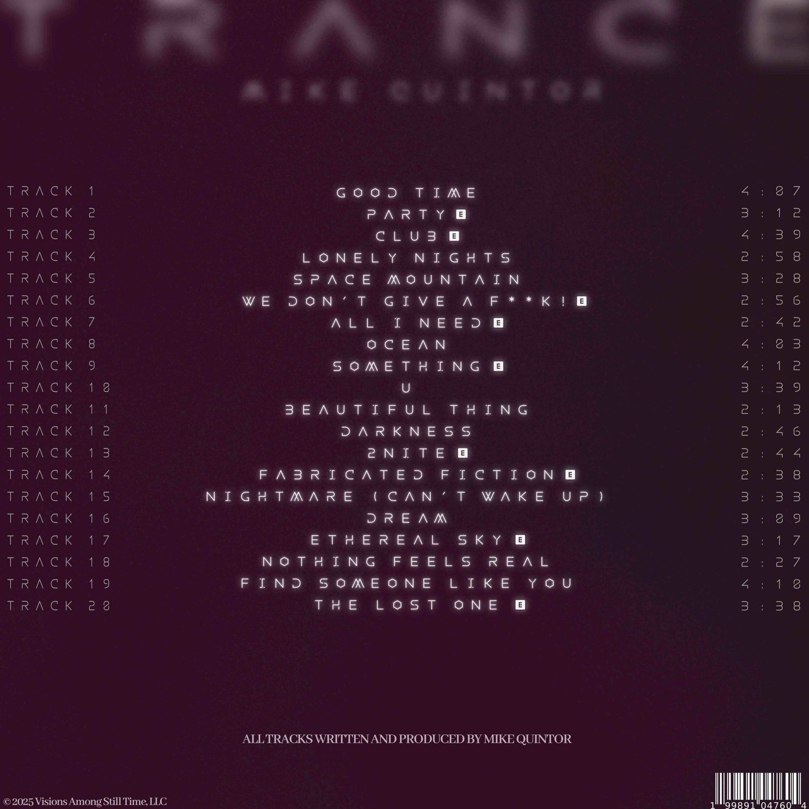 Mike Quintor Defines Creative Autonomy With Self-Produced Album TRANCE 1 TRANCE BACK COVER UPDATED scaled